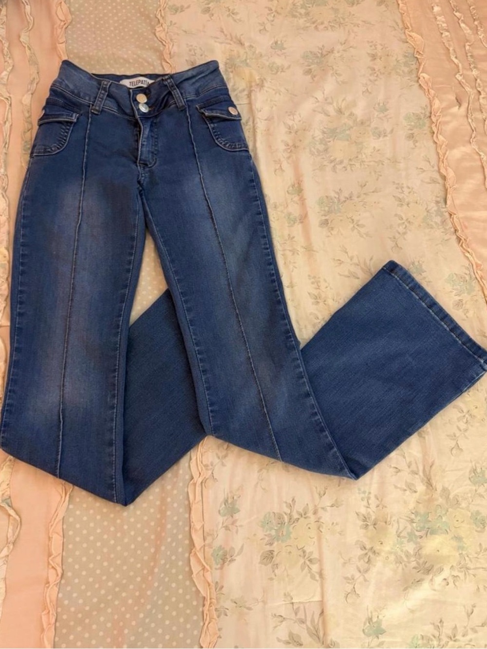 Low rise dark wash flare jeans